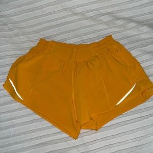orange lululemon shorts